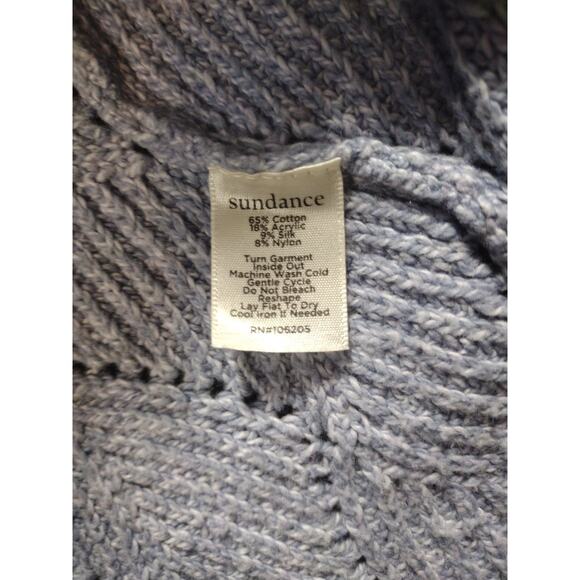 Sundance Sweater Womens Small Lt Blue Turtleneck Cotton Silk Blend Knit Pullover - Picture 4 of 8